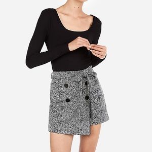 High Waisted Wrap Button Front Skort